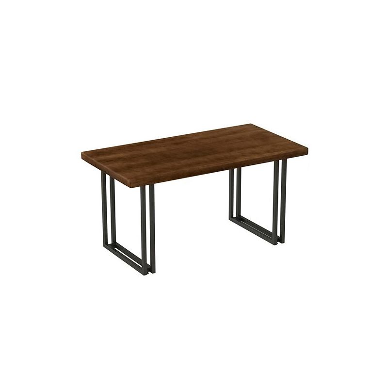 Solid Wood Indoor Dining Table for Restaurant Industrial Wood Table with Metal Base