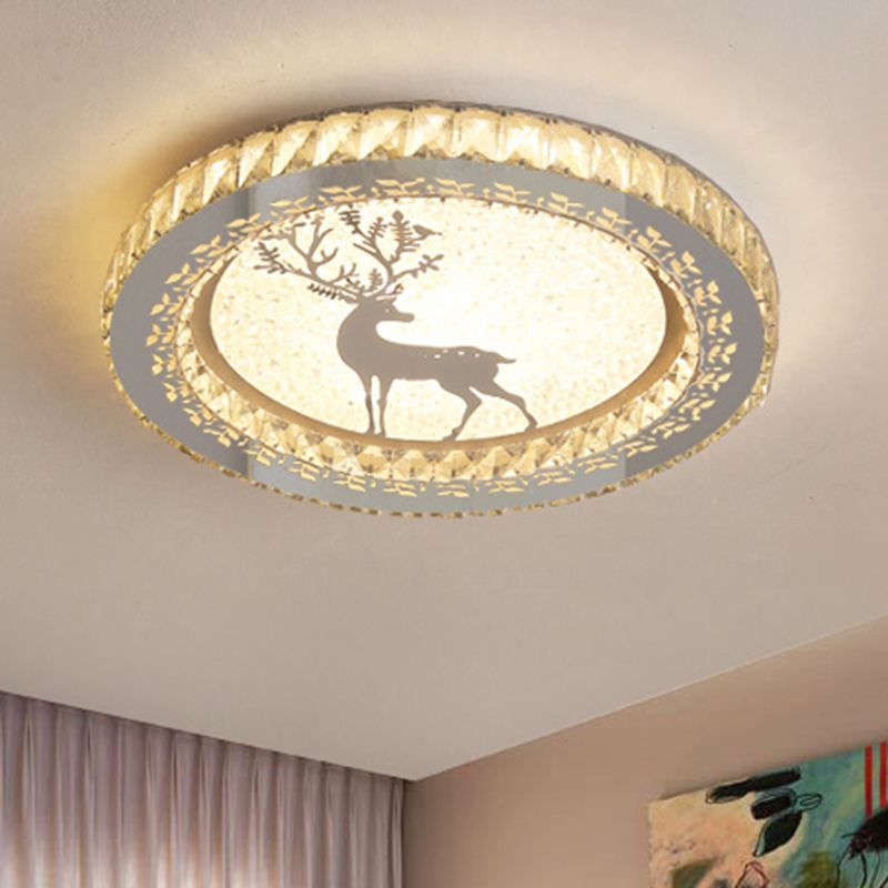 Chambre ronde Flush Ceiling Light Crystal LED Contemporary DEL Flush Mount Lighting Fixture in Stainless-Steel
