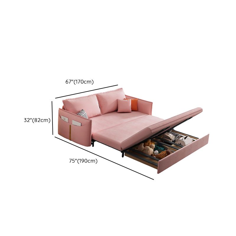 Glam Futon Sleeper Sofa Bed Living Room Convertible Sofas in Pink