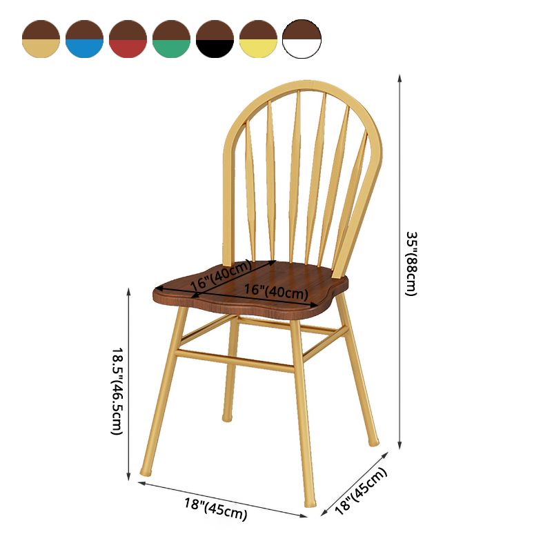 Sillas de comedor de metal estilo moderno Sillas sin brazos con respaldo Windsor para cocina (juego de 4)