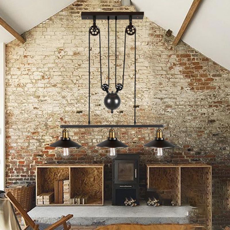 Pulley Metal Island Pendant Chandelier Industrial Dining Room Island Light Fixtures