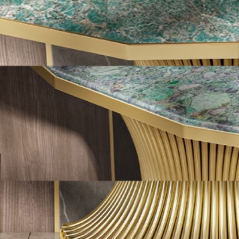 Glam Green Console Accent Table with Stainless Steel Bracket for Hall