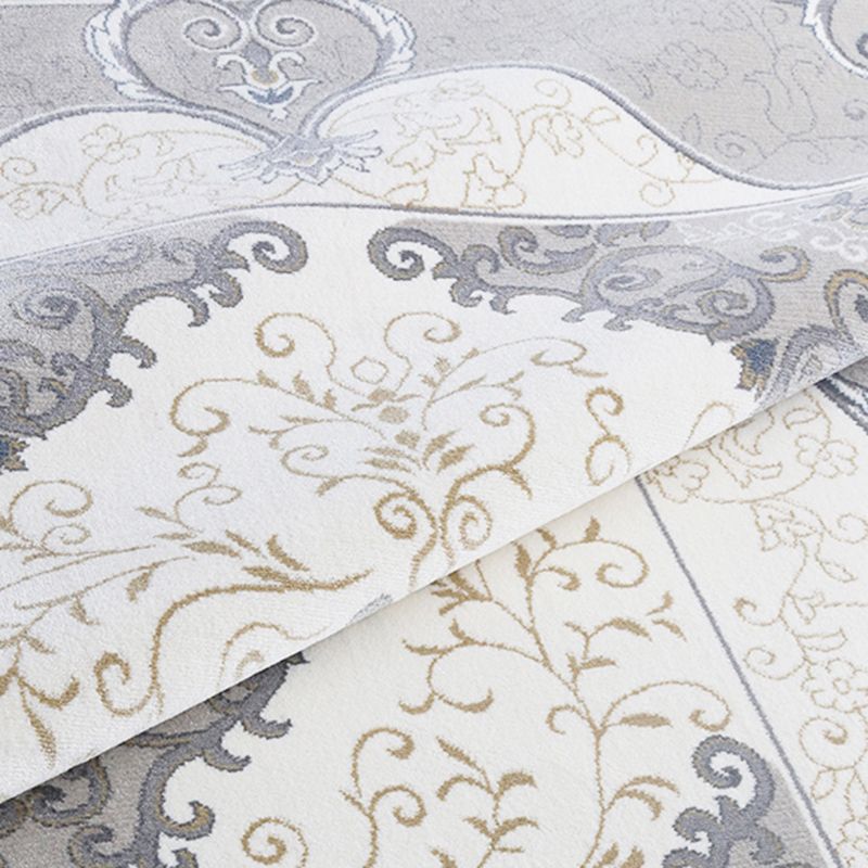 Grey American Pattern Rug Bohemian Polyester Area Rug Stain Resistant Area Carpet for Home Decor