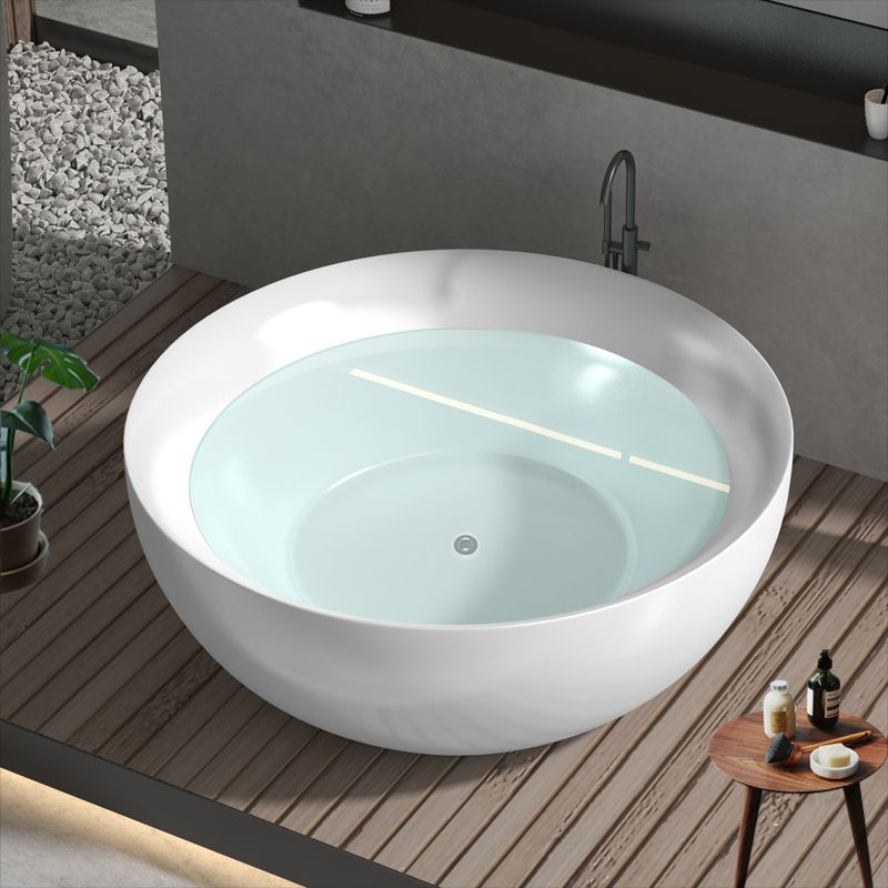 Round Soaking Stand Alone Bathtub Antique Finish Back to Wall Bath Tub