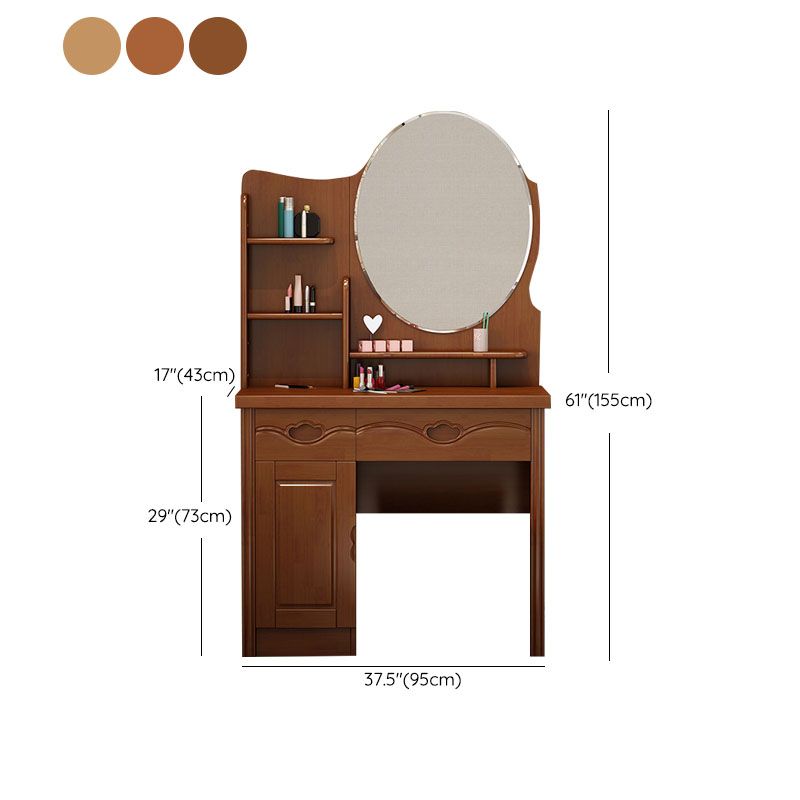 Make-up Vanity Standing Solid Wood Double Drawers Traditional