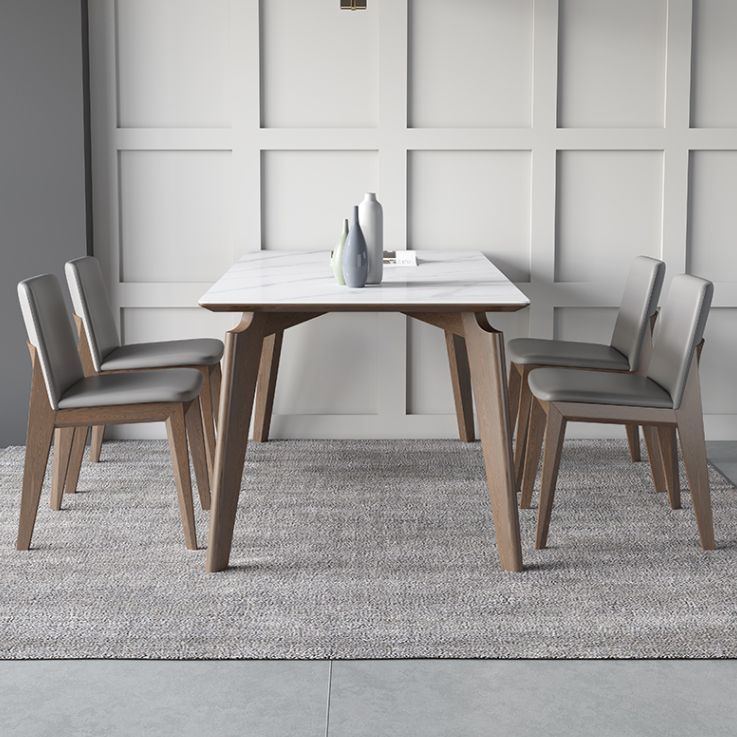 Sintered Stone Rectangle Table Medieval Modern White Table with 4 Legs for Restaurant