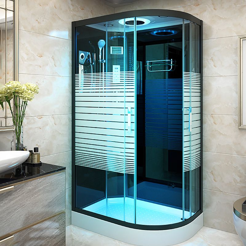 Clear Tempered Glass Shower Stall Framed Rounded Shower Stall with Base Kit