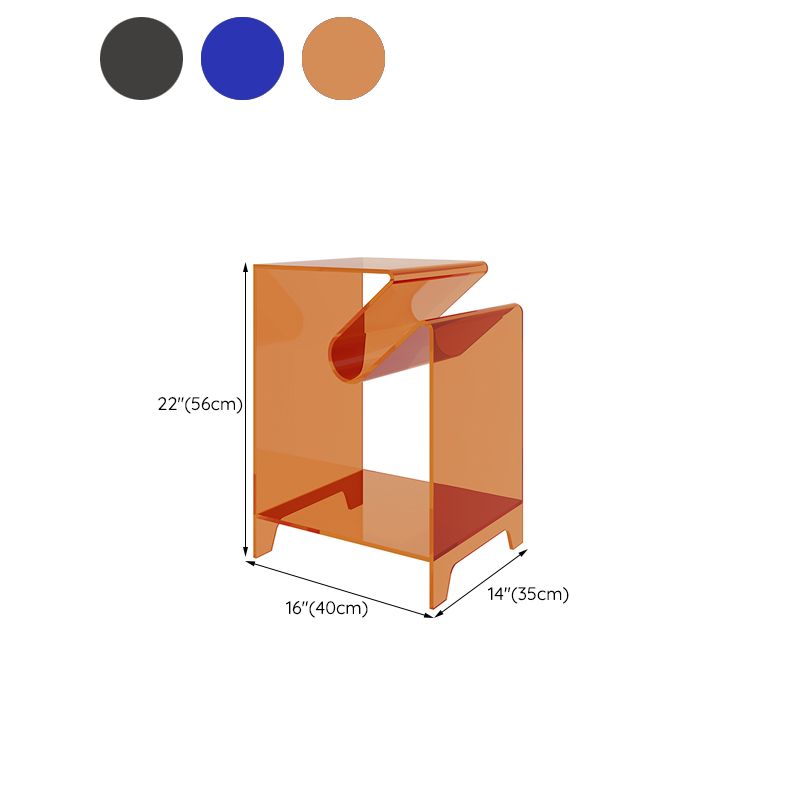 Modern Acrylic 22.04" Tall End Table Rectangular Sled Side Table