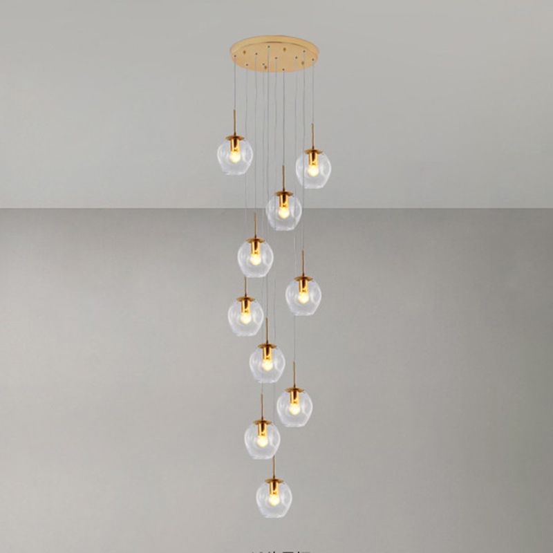 Minimalismo contemporaneo a sospensione vetro trasparente 10 piega per soffitto sospesa per le scale a spirale