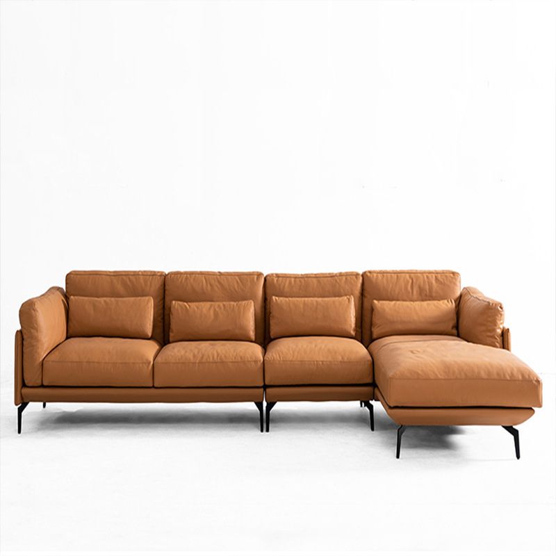 31"H Scandinavian Sectional Sofa Leather Sectional with Bostol Pillows