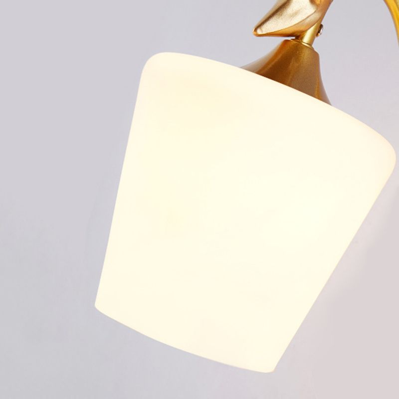 Modern Creative Antler Wall Lamp Wrought Iron Wall Sconce with White Glass Shade