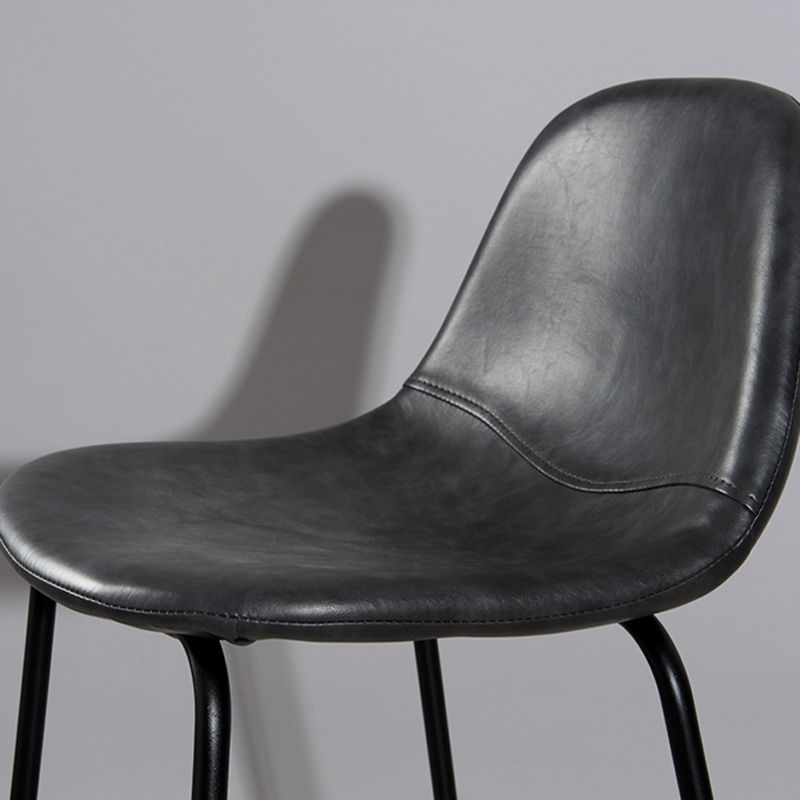 Modern Faux Leather Low Back Bucket Bar Stools with Metal Base