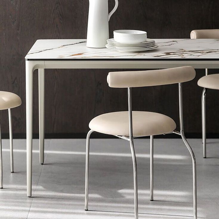 Modern Armless Dining Chairs Stackable Low Back Dining Chair