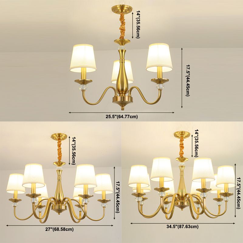 Barrel Chandelier Lighting Fixtures Traditional Suspension Light with Fabric Shade for Living Room