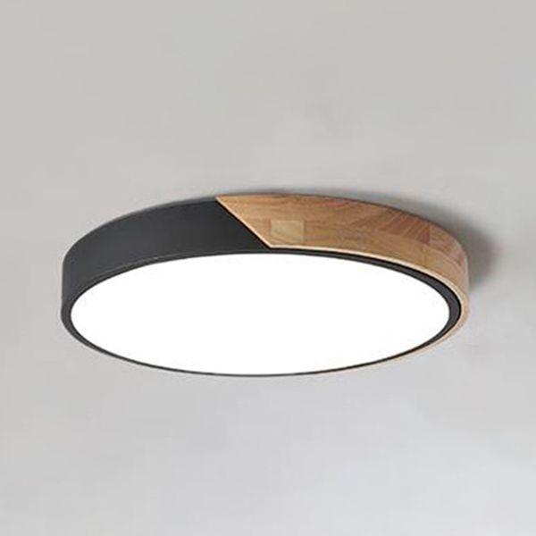Lámpara de techo LED redonda estilo macarrón, acrílico, 1 luz, montaje empotrado para dormitorio, sala de estar