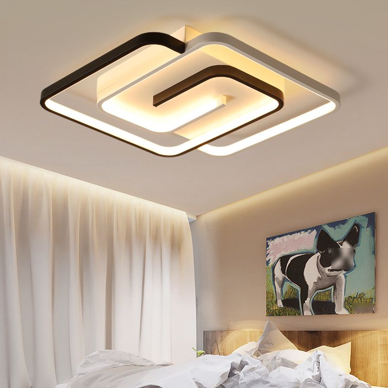 Modern Simple Linear Ceiling Lamp Aluminium 3-Light Flush Mount for Bedroom
