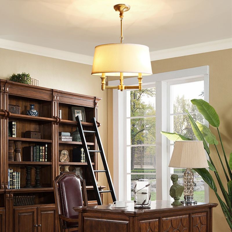 Traditional Copper Chandelier Lighting Fixtures Multi-Head Gold Suspension Light for Living Room