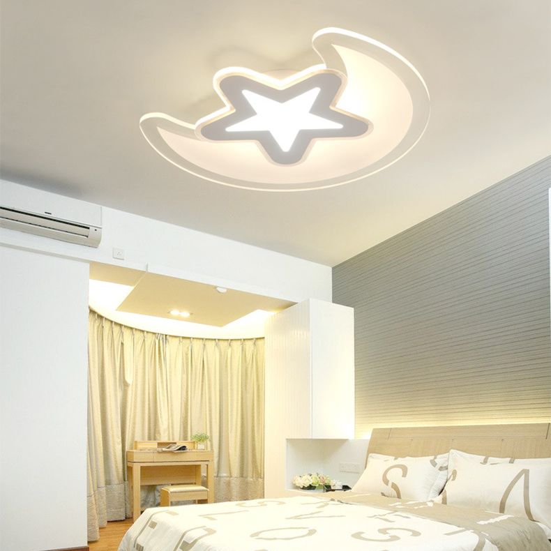 Mond- und Stern-Unterputzleuchte, minimalistische Acryl-LED-Deckenleuchte in Weiß