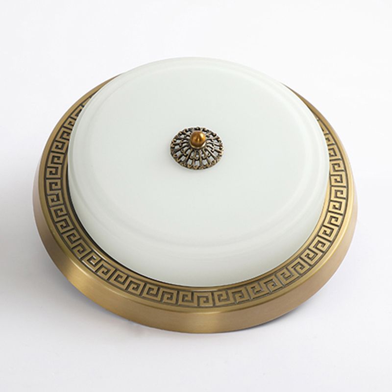 1-Light Round Flush Mount Light Modern Style Glass Flush Ceiling Lights