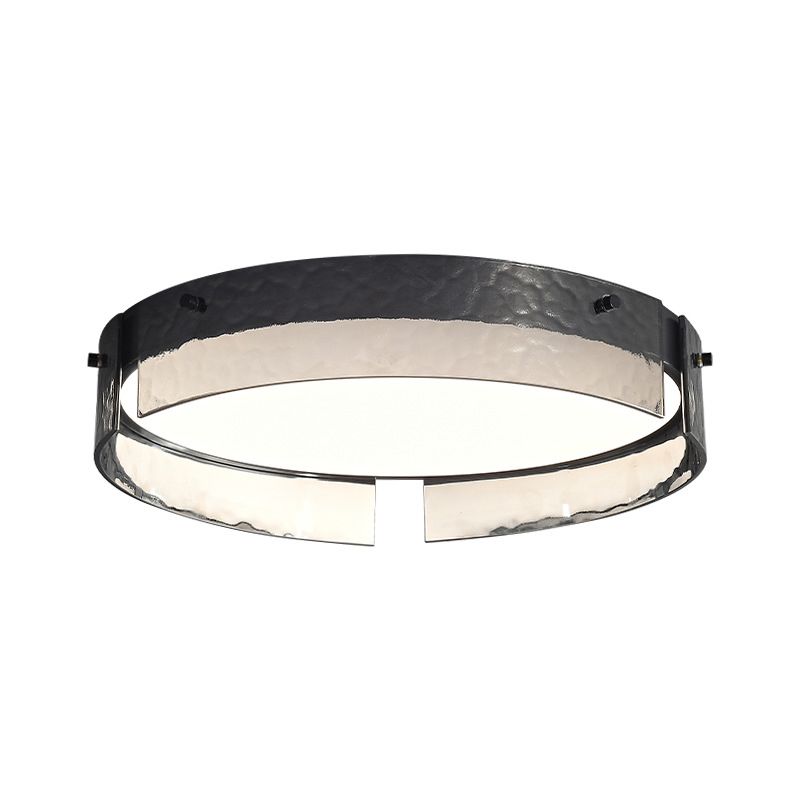 Modern Style Ceiling Mount Light LED Round Black with Glass Shade for Bedroom