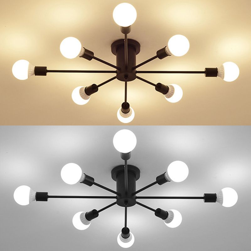 Sputnik Design Semi Flush Mount Lighting Luz de techo metálico industrial Luz de montaje Fixtura para sala de estar