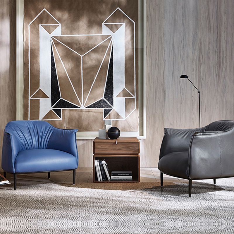 Contemporary PU Leather Arms Included with Black Legs Accent Armchair