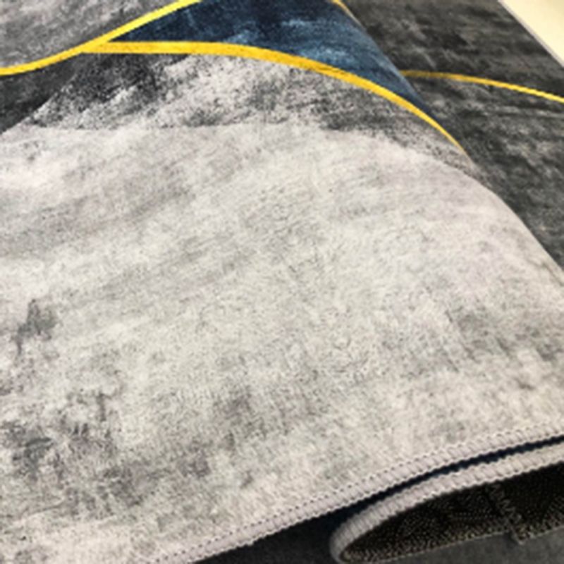 Yellow Geometric Print Area Rug Modern Polyester Area Carpet Non-Slip Backing Rug for Living Room