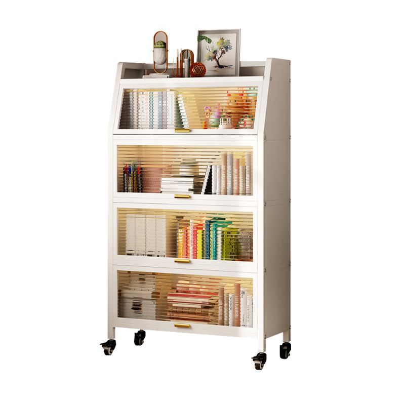 Metal Standard Bookshelf Contemporary Closed Back Bookcase with Cabinets