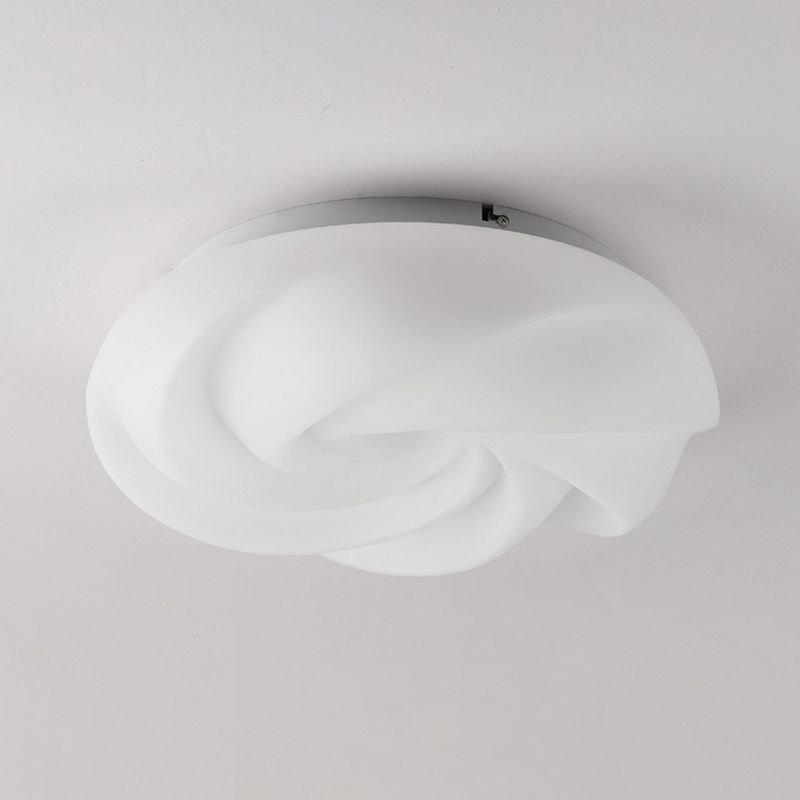 Flower Shape Metal Flush Light Modern Style 1 Light Flush Mount Ceiling Lights in White