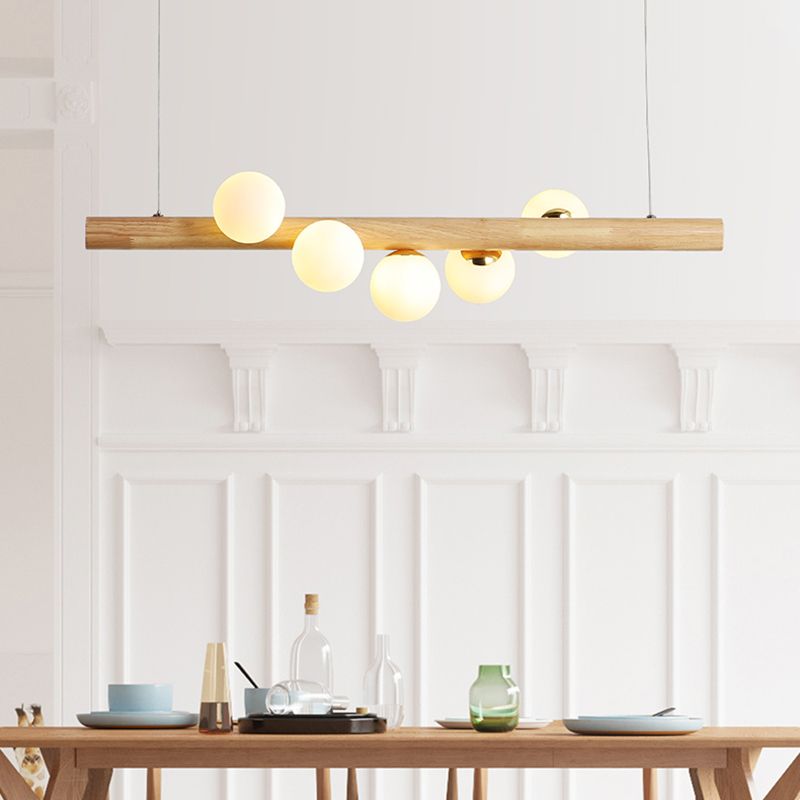 Modern Wood Kitchen Island Lighting Glass Shaded Ceiling Light for Foyer