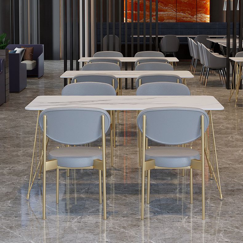 White Stone Top Dining Table Set 1/2/5 Pieces Contemporary Indoor Dinette Set