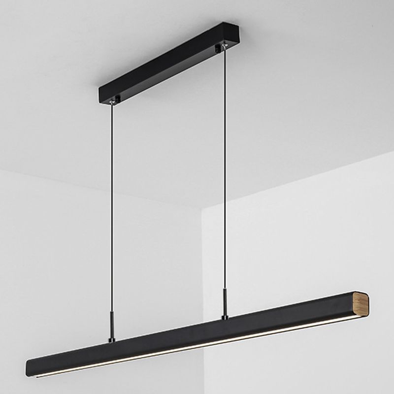 Legno di gomma + ferro moderno minimalismo dell'isola a led luce 59 "altezza regolabile cucina lunga cucina sospesa in nero