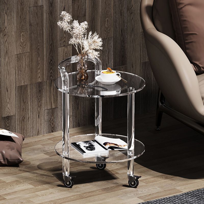 22" H End Slide Table Round Shape Acrylic End Table in Clear
