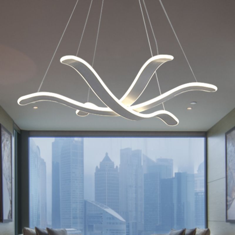 Large/Small Acrylic Ceiling Pendant Contemporary 1 Light White Chandelier in White/Warm/Natural Light