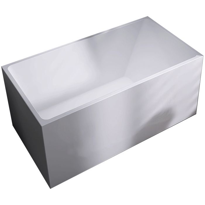 Modern Rectangle White Bathtub Acrylic Freestanding Soaking Bathtub with Drain Bath Tub