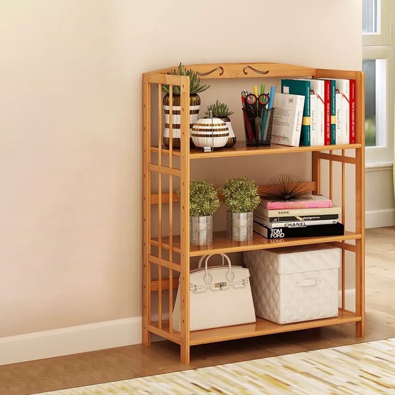 Contemporary Brown Bamboo Shelf Bookcase Open Bookcase for Study Room