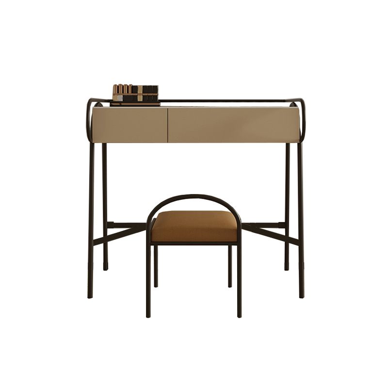 Stone Top Mirrored Make-up Vanity Metal Dressing Table Set with Stool