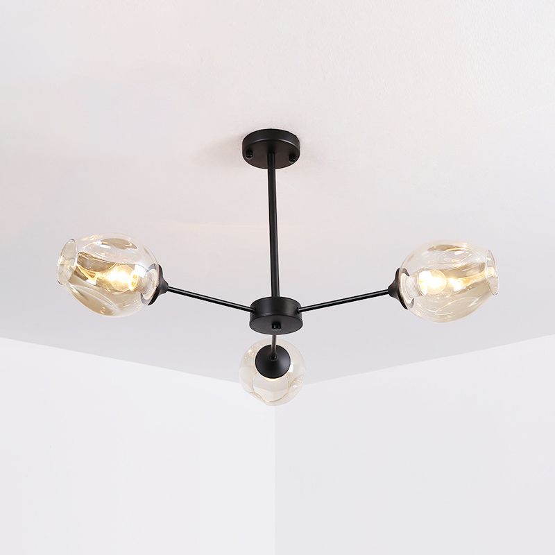 Contemporary Style 3-Light Sliver/Black Ceiling Light Sputnik Sphere Chandelier