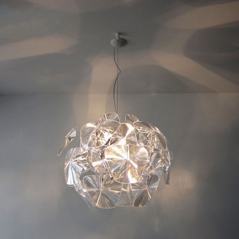 Clear Blossom Ceiling Suspension Light Modernist 1 Head Acrylic Panel Hanging Pendant