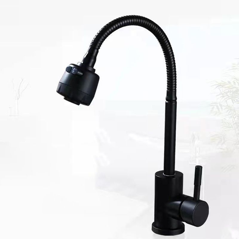 Modern 1-Handle 1-Hole Faucets Black and Silver Standard Kitchen Faucet