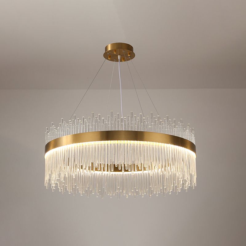 Modern Luxury LED Hanging Light Metal Linear Chandelier for Living Room