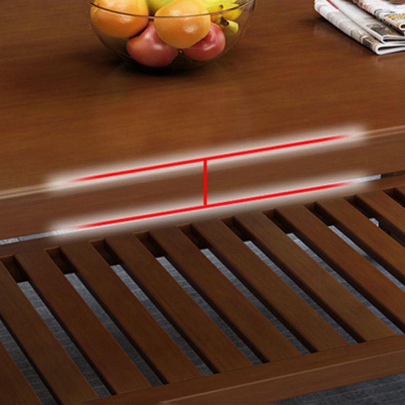 Rectangular Solid Wood Base with 4 Legs Nordic Style Coffee Table with Storage Rack