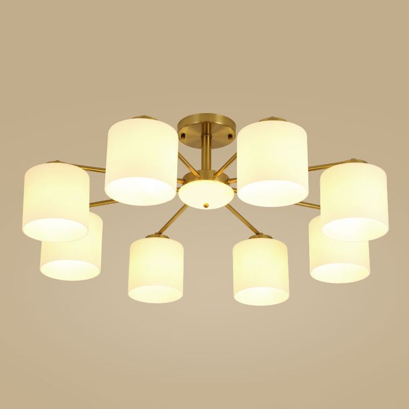 Luces de montaje de semi rascijada de estilo modernista Cilíndrico Cilindro de lámpara de techo de vidrio en oro