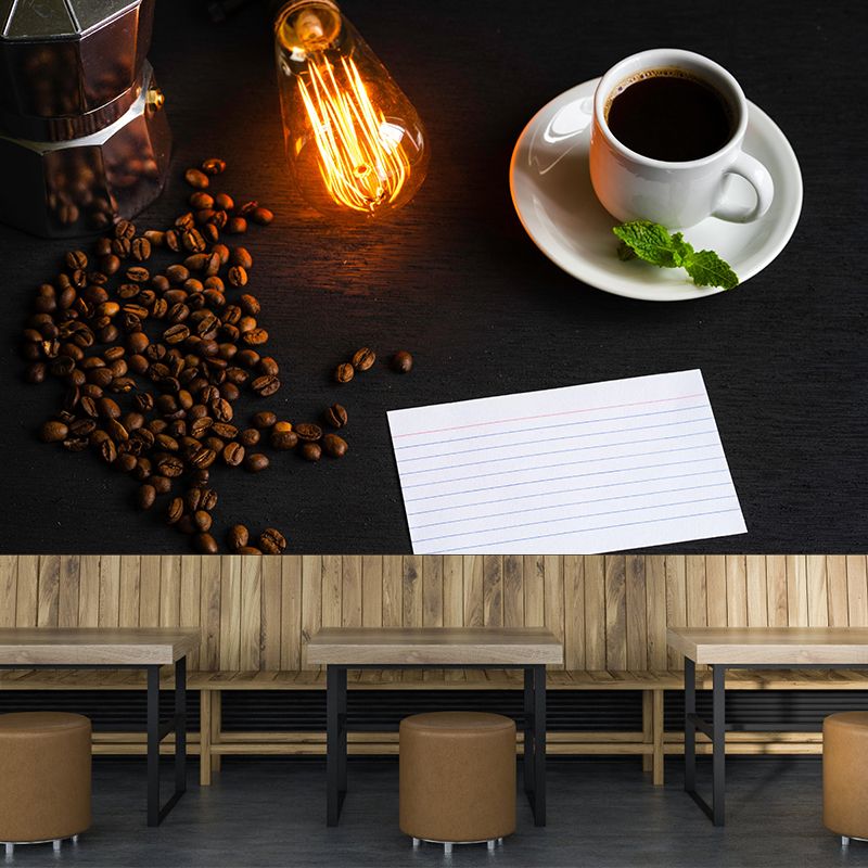 Modern Coffee Beans Wallpaper Mural Environment Friendly for Coffee Shop