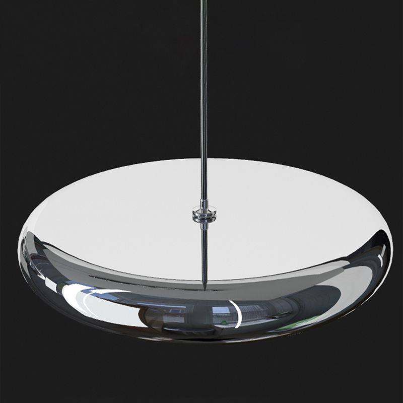 Lumières de suspension moderne à argent rond avec de l'ombre en acrylique blanc