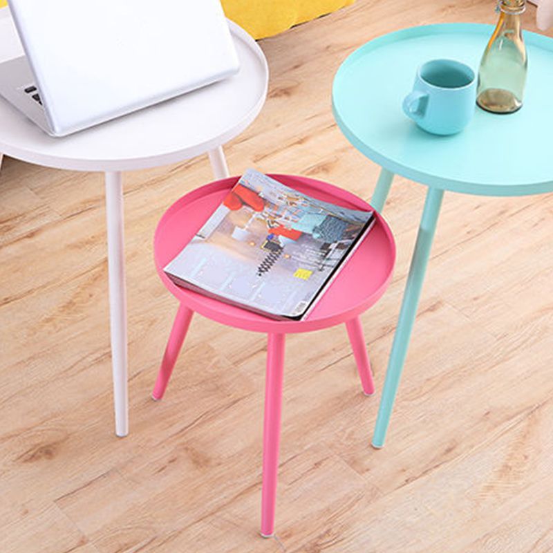 Tray Top Metal Pedestal End Table Round Side End Table for Living Room