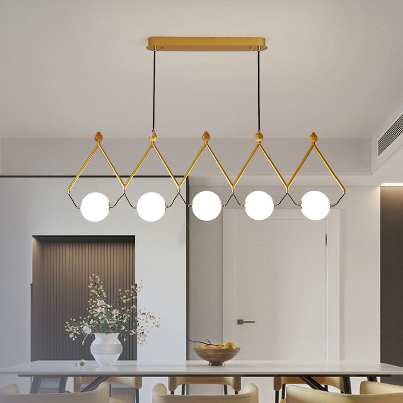 Ball Restaurant Suspension Light Ivory Glass Minimalist Creative Island Lighting Fixture