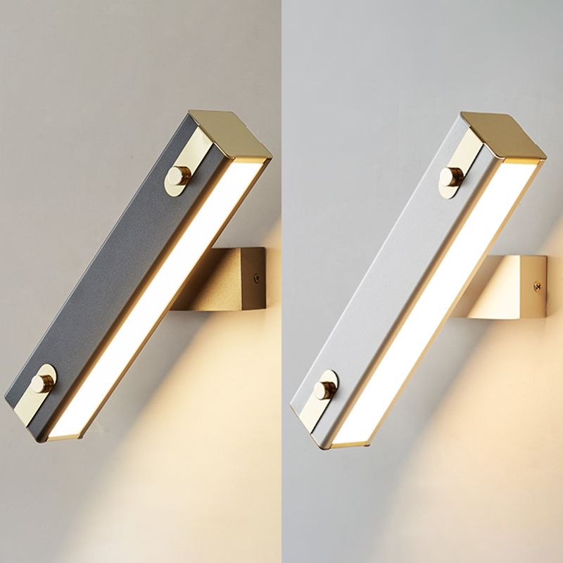 Lámpara de pared LED rectangular de aluminio en estilo creativo moderno de hierro forjado aplastador de pared giratoria con sombra acrílica