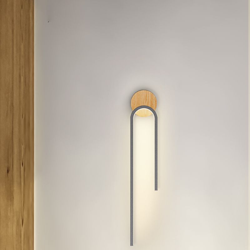 1-Light LED Wall Mount Light Modern Wooden Wall Light for Living Room