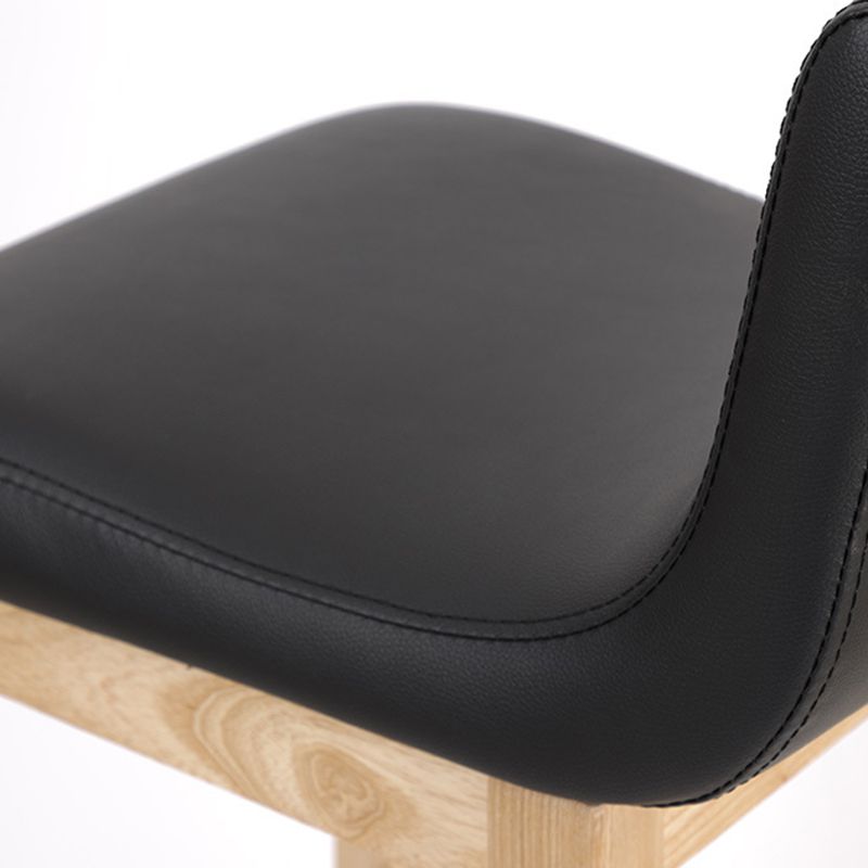 Low Back Leather Counter Stool Modern Ash Solid Wood Base Bar Stool